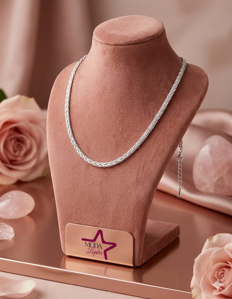 colar prata moda louka