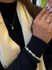 anel folheado a prata com detalhes em pedras de zircÔnia branca translÚcida moda louka